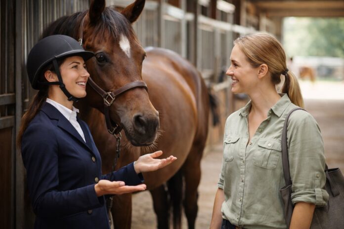 Vorurteile gegen Reiter – Gespräch zwischen Reiterin und Besucherin im Pferdestall